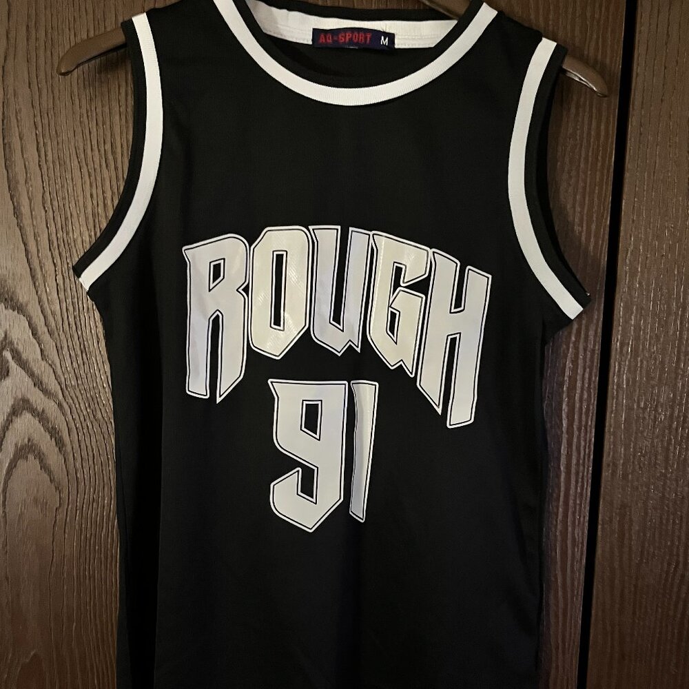AQ SPORT Basketball Jersey Mens Medium Black White‎ Sleeveless 18x24